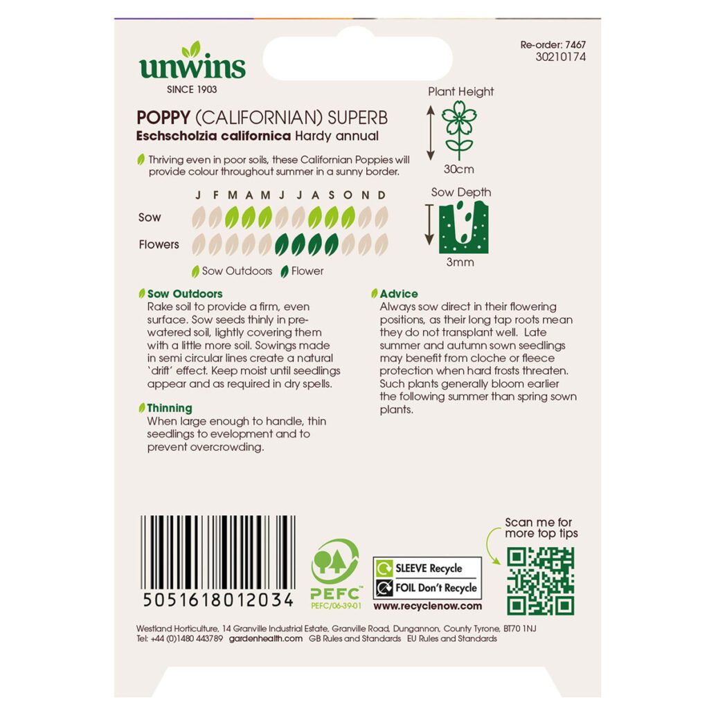 Unwins California Poppy Superb Mixed Seeds 5051618012034 2